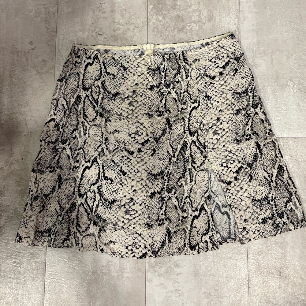 Reformation Snakeskin Print Mini Skirt Size 4 Cream Black A-Line